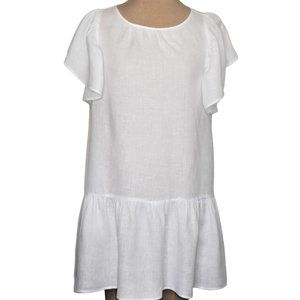 Velvet By G raham & Spencer Kassidy Woven Drop Waist White Linen Dress  Size S